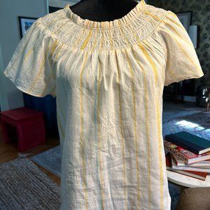 Madewell cotton striped blouse with smocking